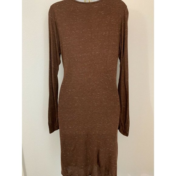 Anthropologie Dolan Left Coast Medium Wrap Tie Brown Long Sleeve Knit Dress - Picture 4 of 8